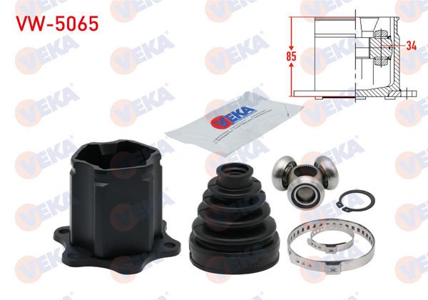 VEKA VW-5065 | Aks Kafası Sol-Sağ On Ic Volkswagen Golf V (1K1) 1.9 TDI DSG Freze Dıs 34 Uzunluk 85mm 2003-2009