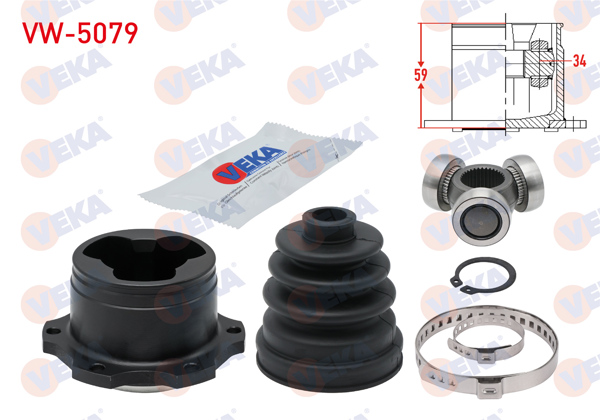 VEKA VW-5079 | Aks Kafası Sol-Sağ On Ic VW Golf IV 1.6İ 16V A-T Freze Dıs 34 Uzunluk 59mm 1997-2005 / Golf IV 1.9 TDI 1997-2005 / Golf III 1.6İ 1991-1999 / Golf III 1.8İ 1991-1999 / Polo Classic 1.4-1.6 1995-2001