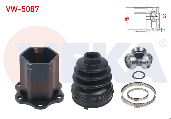 VEKA VW-5087 | Aks Kafası Sol-Sağ On Ic 32X110 Uzunluk 89mm Golf VII (5G1) 1.0 TSI A / T-M / T 15-/ Polo VI (Aw1) 1.0 TSI A / T 7 Vts 17-/ A1 Sportback (Gba) 25 TFSI A / T 7 Vts 18-/ Leon St (5F8) 1.0 TSI A / T-M / T 2015 -