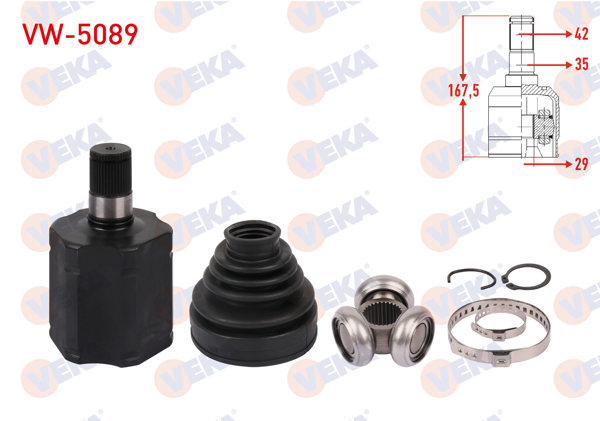 VEKA VW-5089 | Aks Kafası Sol Ön Ic 42X29x35 Uzunluk 167,5mm Volkswagen Crafter 2.0 TDI A-T M-T 2016-/ Man Tge 2.0 TDI A-T M-T 2016 -