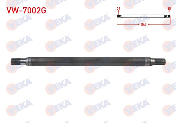 VEKA VW-7002G | Aks Mili Arka Sol Kalın Güçlendirilmiş 29X30 Uzunluk 845mm Volkswagen Crafter 30-35 (2E) 2.5 TDI 163 Hp 2006-2016