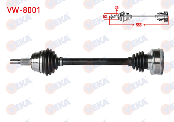 VEKA VW-8001 | Komple Aks Sol Ön Volkswagen Golf IV (1J1) 1.6İ Uzunluk 555mm 1997-2005