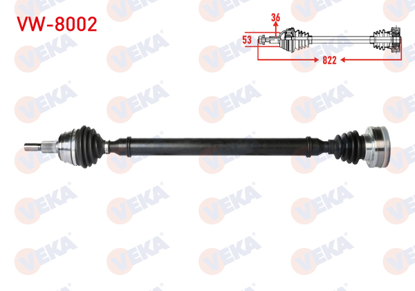 VEKA VW-8002 | Komple Aks Sağ On Volkswagen Golf IV (1J1) 1.6İ Uzunluk 822mm 1997-2005