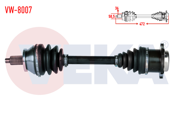 VEKA VW-8007 | Komple Aks Sol Ön Volkswagen Polo (9N_) 1.4 TDI M-T Uzunluk 472mm 2001-2012