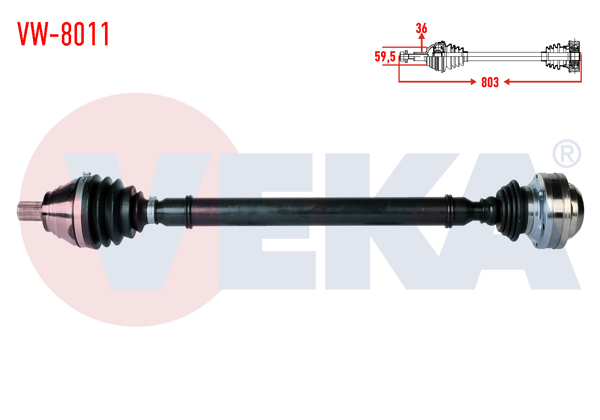VEKA VW-8011 | Komple Aks Sağ On Uzunluk 803mm Caddy III 1.2 TSI – 1.6 TDI – 1.9 TDI 2004-2010
