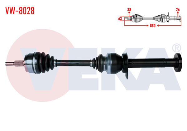 VEKA VW-8028 | Komple Aks Sağ On Volkswagen Transporter VI 2.0 TDI 140 Hp Uzunluk 880mm 2011 -