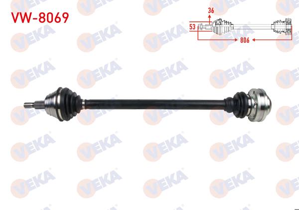 VEKA VW-8069 | Komple Aks Sağ On Uzunluk 806mm VW Golf IV (1J1) 1.9 TDI 97-05 / Bora (1J2) 1.9 TDI 98-05 / Audi A3 (8L1) 1.8 T-1.9 TDI 96-03 / Seat Leon (1M1) 1.9 TDI 99-06 / Skoda Octavia (1U2) 1.9 TDI 96-04