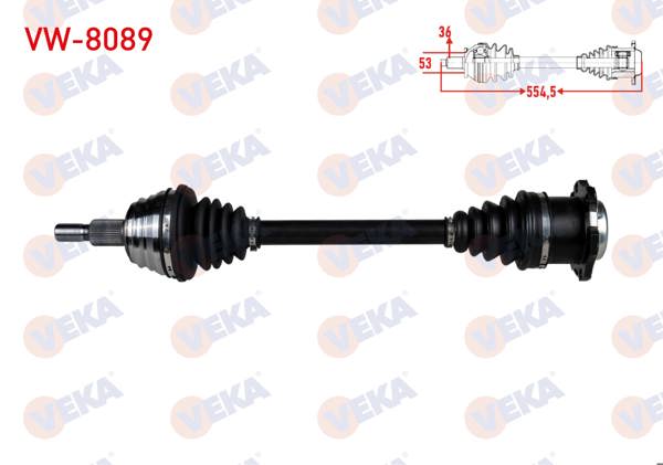 VEKA VW-8089 | Komple Aks Sol Ön Volkswagen Golf IV (1J1) 1.6İ A-T Uzunluk 554,5mm 1997-2005