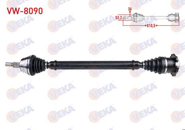VEKA VW-8090 | Komple Aks Sağ On Volkswagen Golf IV (1J1) 1.6İ A-T Uzunluk 810,5mm 1997-2005