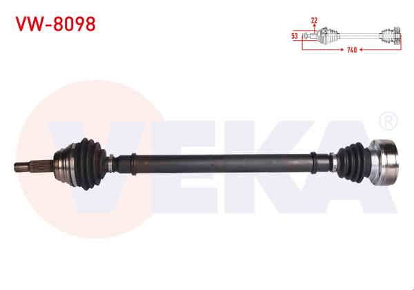 VEKA VW-8098 | Komple Aks Sağ On Volkswagen Polo (6N1) 1.6 Uzunluk 740 mm 1994-1999