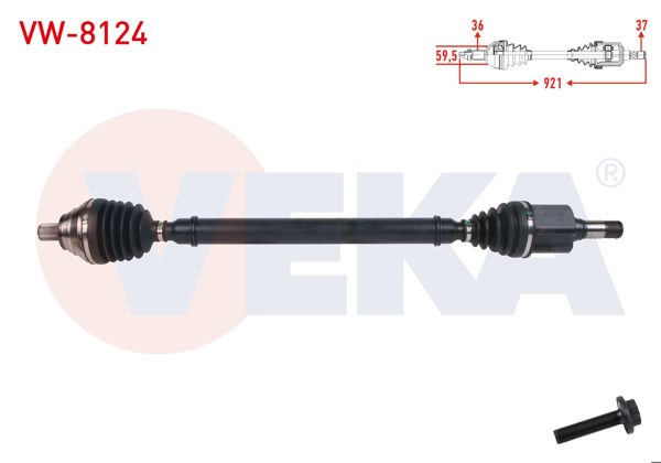 VEKA VW-8124 | Komple Aks Sağ On Uzunluk 921mm Volkswagen Passat (3G2) 2014-Caddy V (Sk) 2021-Tiguan (Ad1) 2016-Arteon (3H7) 2.0 TSI A-T 2017-/ Audi Q3 (F3b) 2.0 TDI A-T 2018-/ Audi Q3 (F3b) 2.0 TDI A-T 2018 -