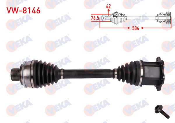 VEKA VW-8146 | Komple Aks Sol-Sağ On Uzunluk 504mm Volkswagen Touareg 3.0 TDI 2017-/ Audi Q7 2.0 TFSI, 3.0 TDI 2015-(Sadece Sol)