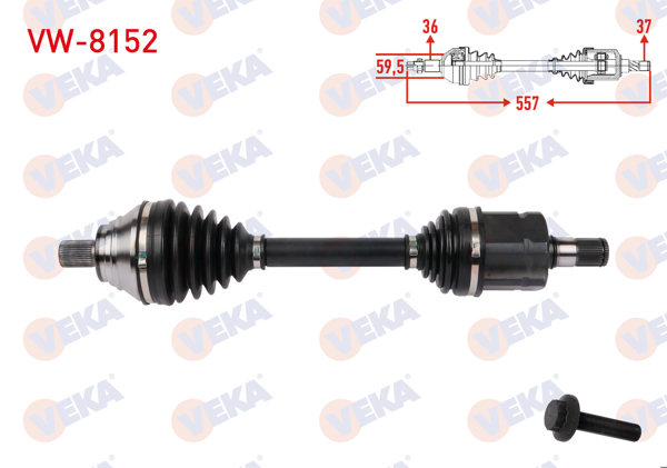VEKA VW-8152 | Komple Aks Sol Ön Uzunluk 557mm Volkswagen Tiguan (5N_) 2.0 TDI 6 Vites A-T 4 Motıon 2007-2016