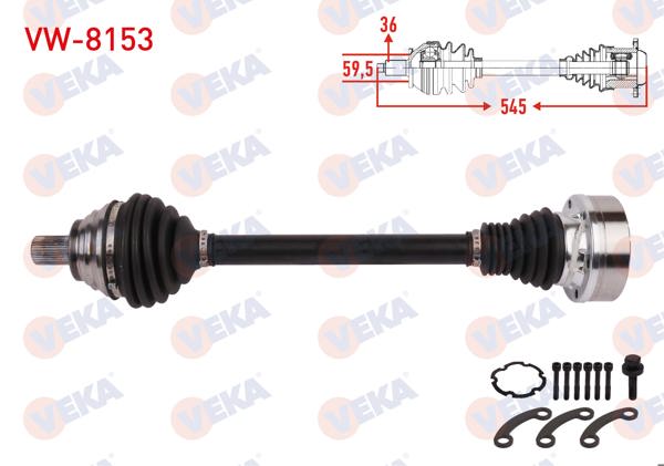 VEKA VW-8153 | Komple Aks Sol Ön Uzunluk 545mm Volkswagen Jetta IV 1.2 TSI / 1.4 TSI 2010-2017
