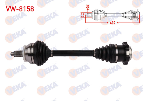 VEKA VW-8158 | Komple Aks Sol Ön Uzunluk 494mm VW Polo (9N_) 1.4 A-T 2001-2012 / Ibiza (6L1) 1.4 A-T 2002-2007 / Cordoba (6L2) 1.4 2002-2007 / Skoda Fabia (6Y2) 1.4 A-T 1999-2008