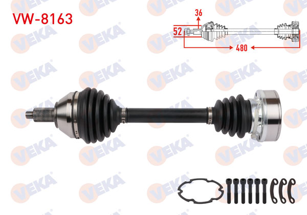 VEKA VW-8163 | Komple Aks Sol Ön Uzunluk 480mm Volkswagen Polo IV 5 Vites 1.8 Gtı 2005-2009