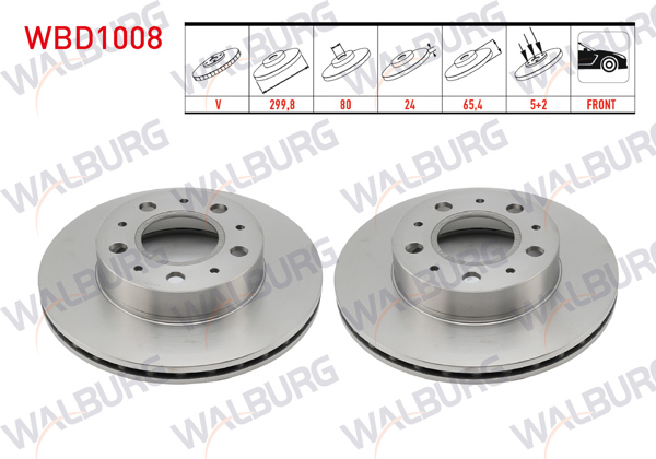 WALBURG WBD1008 | Fren Diski Ön Havalı 5 Bjn 299,8X24x80x65,4 Fiat Ducato 1994-/ Peugeot Boxer I-II-III-IV 1994-/ Citroen Jumper I-II-III-IV 1994-| 2 Adet
