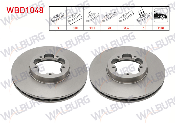 WALBURG WBD1048 | Fren Diski Ön Havalı 5 Bjn 300X28x93x54,4 Ford Transit 2.2 TDCI Arkadan Itıs 2006-2014 / Transit 2.4 TDCI 2006-2014 / Transit 2.2 TDCI 2006-2014 / Transit 3.2 TDCI 2006-2014 | 2 Adet