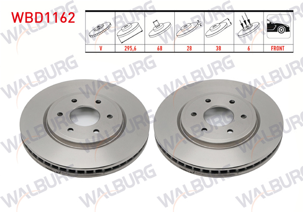 WALBURG WBD1162 | Fren Diski Ön Havalı 6 Bjn 296X28x68x38 Nissan Navara (D40) 2.5 DCI 2005-2015 / Pathfinder (R51) 2.5 DCI 2005-| 2 Adet