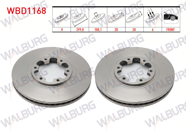 WALBURG WBD1168 | Fren Diski Ön Havalı 6 Bjn 299,8X28x100,1X38 Nissan Pick Up Np300 Skystar 2.5 DCI 4X4 2008-/ Pick Up Skystar 2.4İ 4X4 2002-2005 | 2 Adet