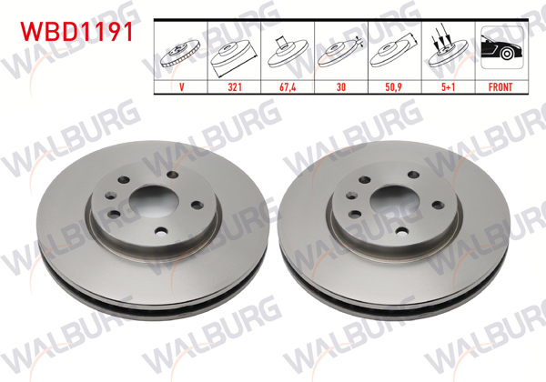WALBURG WBD1191 | Fren Diski Ön Havalı 5 Bjn 321X30x67,4X50,9 Opel Insignia 1.6 T 17 Jant 2008-/ Insignia 2.0 T 17 Jant 2008-/ Insignia 2.0 CDTI 17 Jant 2008-| 2 Adet