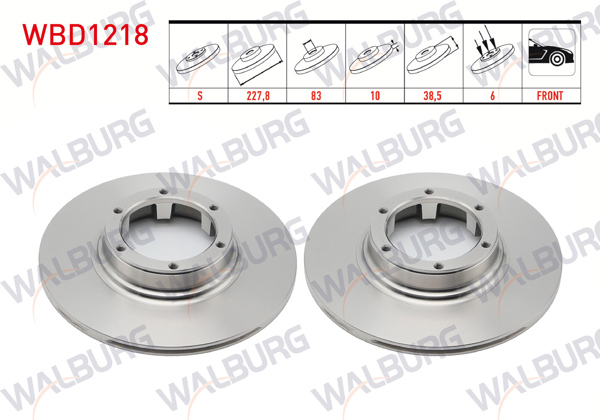 WALBURG WBD1218 | Fren Diski Ön Düz 4 Bjn 227,8X10x83x38,5 Renault R12 1.3 1971-2000 / R12 1.4 4 1971-2000 | 2 Adet