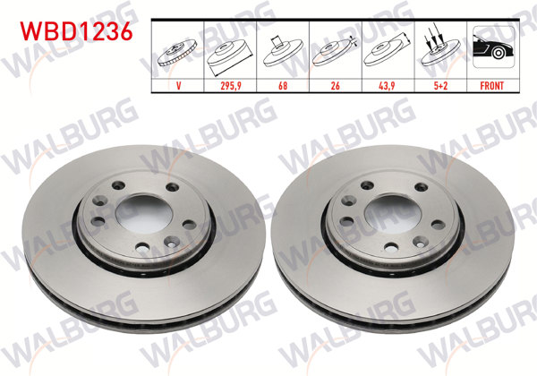 WALBURG WBD1236 | Fren Diski Ön Havalı 5 Bjn 296X26x68x44 Renault Laguna III 1.5 DCI-2.0 DCI-1.6İ 16V 2007-/ Latitude 1.5 DCI-2.0 DCI 2011-/ Scénıc III 1.5 DCI-16İ 16V 2009-| 2 Adet