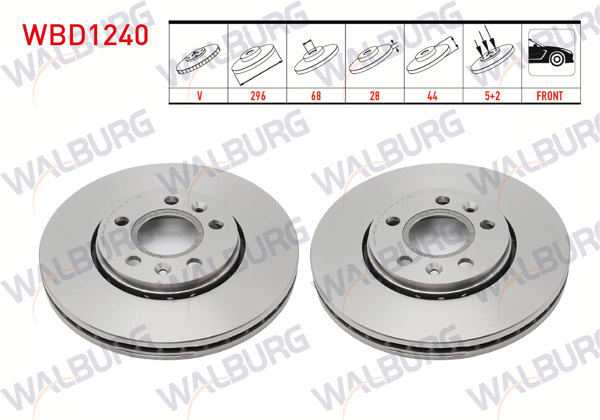 WALBURG WBD1240 | Fren Diski Ön Havalı 5 Bjn 296X28x68x44 Renault Traffic III 1.6 DCI 2014-/ Opel Vivaro (X83) 1.6 CDTI 2015-| 2 Adet