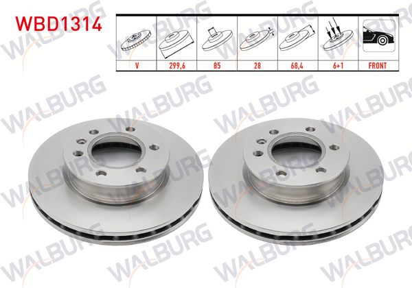 WALBURG WBD1314 | Fren Diski Ön Havalı 6 Bjn 300X28x85x68,4 VW Crafter 2006-2018 / Mercedes Sprinter 2006-2018 / Mercedes Sprinter Çift Teker 2018-| 2 Adet