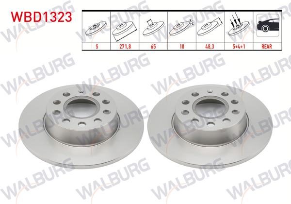 WALBURG WBD1323 | Fren Diski Arka Düz 5 Bjn 272X10x65x48.3 Golf V-VI-VII-VIII 03-/ Jetta III-IV 05-/ T-Roc 17-/ Caddy III-IV 04-/ A3 03-12 / Q2 18-/ Leon 05-12 / Altea 04-/ Toledo 04-09 / Octavia II-III-IV 04-/ Karoq 17-/ Yeti 09-| 2 Adet