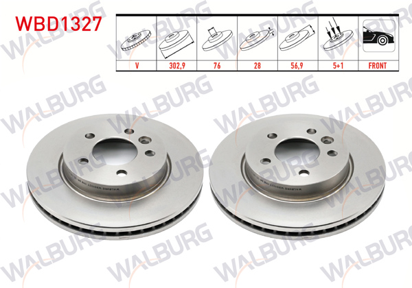 WALBURG WBD1327 | Fren Diski Ön Havalı 5 Bjn 302,9X28x76x56,9 Volkswagen Amarok 2.0 Bıtdı 2010-/ Amarok 2.0 TSI 2010-| 2 Adet