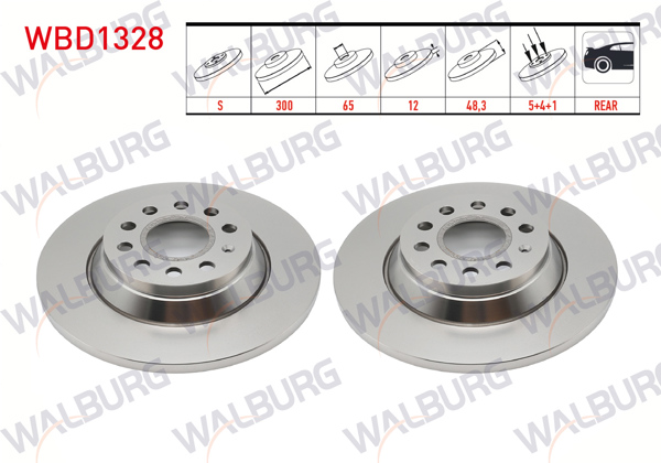 WALBURG WBD1328 | Fren Diski Arka Düz 5 Bjn 300X12x65x48,3 Volkswagen Golf VII 1.6 TDI-1.2 TSI-1.4 TSI-2.0 TDI 2012-/ Passat 2.0 TDI-1.4 TSI 2014-/ Skoda Superb 1.4 TSI-2.0 TSI-1.6 TDI-2.0 TDI 2015-/ Audi Tt 2.0 TFSI 2013-| 2 Adet
