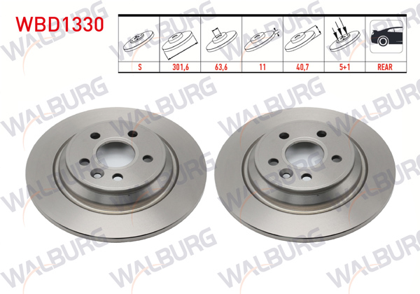 WALBURG WBD1330 | Fren Diski Arka Düz 5 Bjn 301,6X11x63,6X40,7 S60 II 2.0 T3-4-5-2.0D3-2.0T D5 16 Jant 4X2 (Elk.El Frenı) 2010-/ S80 II 2.4 T5-T6-2.5İ T 2006-/ V60 2.9 T4 2010-/ V70 III 2.0-2.5T 2006-/ Xc70 II D3-D5 2007-| 2 Adet