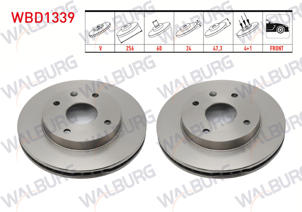 WALBURG WBD1339 | Fren Diski Ön Havalı 4 Bjn 256X24x60x47,3 Chevrolet Lacetti (J200) 1.4İ 16V-1.6İ 2006-2012 / Daewoo Nubira (Klan) 1.6İ-1.8İ 2003-2005 | 2 Adet