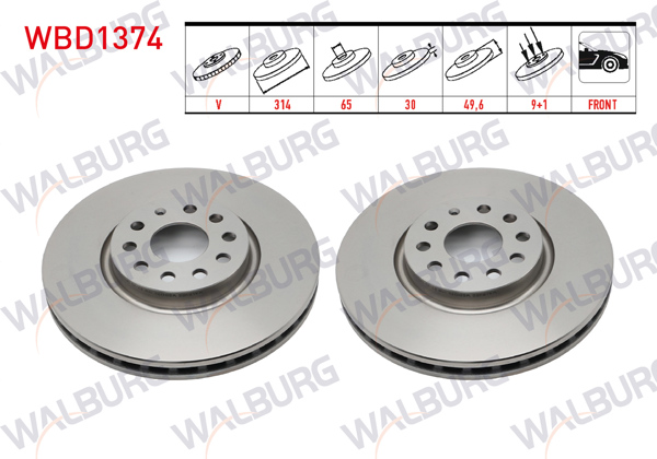 WALBURG WBD1374 | Fren Diski Ön Havalı 5 Bjn 314X30x65x49,60 Volkswagen Tiguan 1.4 TSI-1.6 TDI-2.0 TDI-2016-/ Kodiaq 2.0 TDI-1.4 TSI 2017-| 2 Adet
