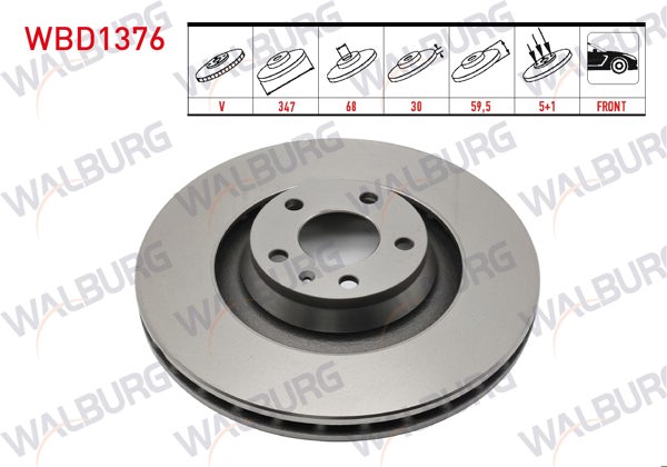 WALBURG WBD1376 | Fren Diski Ön Havalı 5 Bjn 347X30x68x59,50 Audi A6 2.0 TDI-2.7 TDI-3.0 TDI-2.0 TFSI-2.4-3.0 TFSI-3.2 FSI-4.2 2004-2011 | 2 Adet