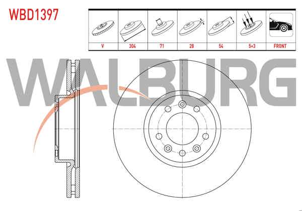 WALBURG WBD1397 | Fren Diski Ön Havalı 5 Bjn 304X28x71x54 Peugeot Expert 1.6 Bluehdı 2016-/ Expert 2.0 HDI 2016-/ Jumpy III 1.6 HDI 2016-/ Jumpy III 2.0 HDI 2016-/ Toyota Proace 1.6 D 2016-/ Proace 2.0 D 2016-| 2 Adet