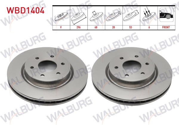 WALBURG WBD1404 | Fren Diski Ön Havalı 6 Bjn 296X28x68x53 Nissan Navara Np300 (D23) 2.3 DCI 2015-/ Navara (D40) 2.5 DCI 2005-2015 | 2 Adet