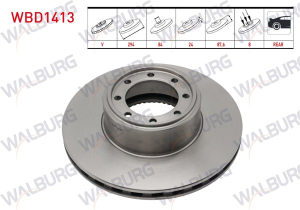 WALBURG WBD1413 | Fren Diski Arka Havalı 8 Bjn 294X24x84x87,6 Iveco Daily III 2.8 D 1999-2006 / Daily IV 2.3-3.0 D 2006-2011 / Daily V 2.3 D 8 2011-2014 / Daily VI (70 C15) 2.3 D-3.0 D 2014-| 2 Adet