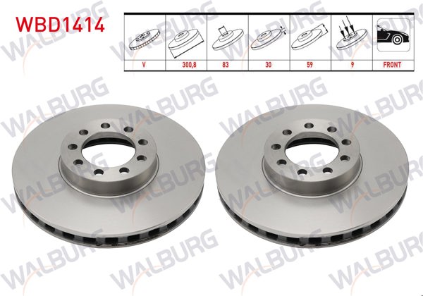 WALBURG WBD1414 | Fren Diski Ön Havalı 9 Bjn 300,8X30x83x59 Iveco Daily IV (70 C15) 3.0 D 2006-2011 / Daily V (70 C15) 3.0 D 2011-2014 / Daily VI (70 C15) 3.0 D 2014-| 2 Adet