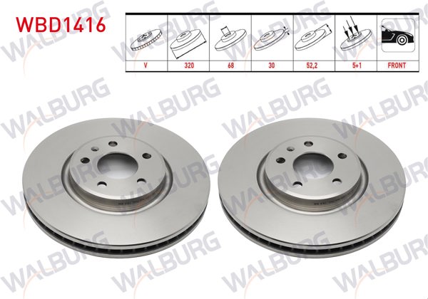WALBURG WBD1416 | Fren Diski Ön Havalı 5 Bjn 320X30x68x52,2 A4 2.0 TDI-1.8 TFSI-2.0 TFSI 2007-2015 / A5 2.0 TDI-2.0 TFSI 2007-2017 / A6 2.0 TFSI-2.0 TDI-3.0 TFSI-3.0 TDI / Q5 2.0 TDI-2.0 TFSI-3.0 TDI 2008-| 2 Adet
