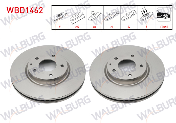 WALBURG WBD1462 | Fren Diski Ön Havalı 5 Bjn 297X28x68x51,5 Mazda 6 (Gj,Gh) 2.0 2013-/ Cx-5 (Ke) 2.0-2.2 D 2011-/ Cx-5 (Kf) 2.0 2017-| 2 Adet