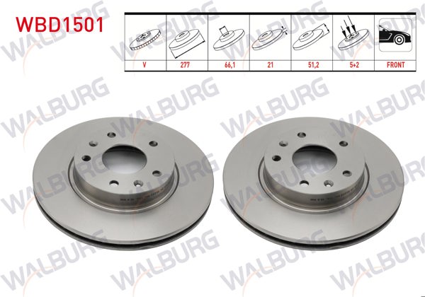 WALBURG WBD1501 | Fren Diski Ön Havalı Land Rover Freelander (Ln) 2.0 Td4 5 Bjn 277X21x66,1X51,2 1998-2007 | 2 Adet