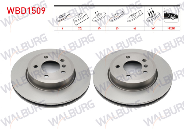 WALBURG WBD1509 | Fren Diski Ön Havalı BMW X3 (E83) 2.0 D 5 Bjn 325X25x75x62 2004-2010 | 2 Adet