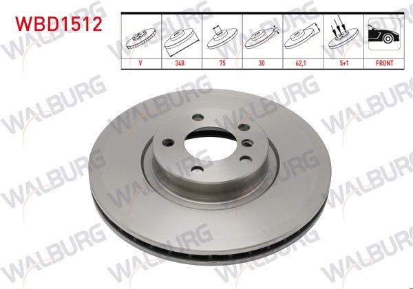 WALBURG WBD1512 | Fren Diski Ön Havalı BMW X5 (E70) 3.0 D 5 Bjn 348X30x75x62,1 2007-2012 | 2 Adet