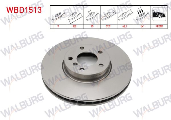 WALBURG WBD1513 | Fren Diski Ön Havalı BMW X5 (E70) 3.0 D 5 Bjn 332X29,9X75x62,1 2007-2012 | 2 Adet