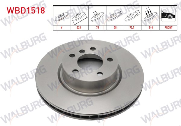 WALBURG WBD1518 | Fren Diski Ön Havalı BMW X3 (F25) Xdrive 2.0 D 5 Bjn 328X28x75x73,1 2010-| 2 Adet