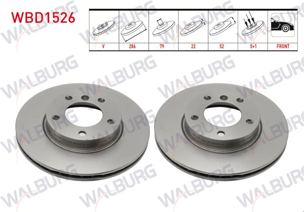 WALBURG WBD1526 | Fren Diski Ön Havalı BMW 3 Serisi (E36) 318 İ 5 Bjn 286X22x79x52 1990-1998 | 2 Adet