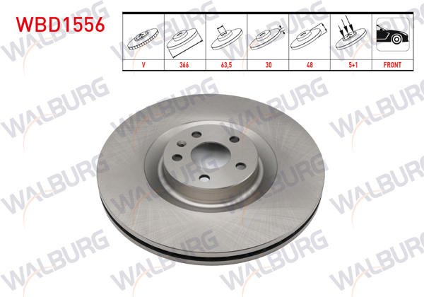 WALBURG WBD1556 | Fren Diski Ön Havalı 5 Bjn 19 Jant 366X30x63,5X48 Volvo Xc60 D3-D4-D5-2.4 D 2008-| 2 Adet