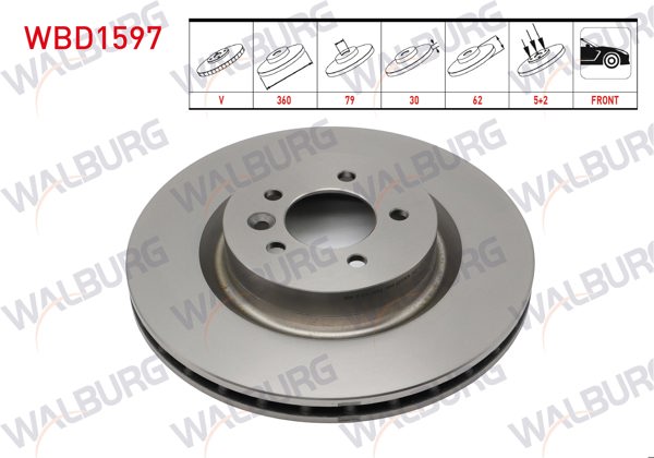 WALBURG WBD1597 | Fren Diski Ön Havalı 5 Bjn 360X30x79x62 Land Rover Discovery V 2016-/ Range Rover IV (Lg) 2013-/ Range Rover Sport (Lw) 2013-| 2 Adet